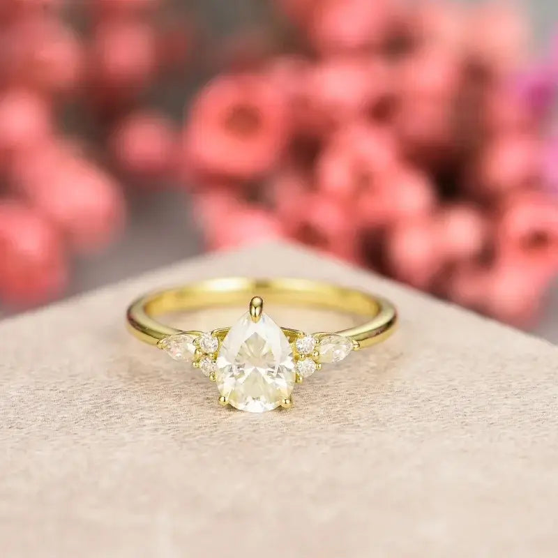 Pear Cut Yellow Diamond Halo Ring 1.02ct | Pravins