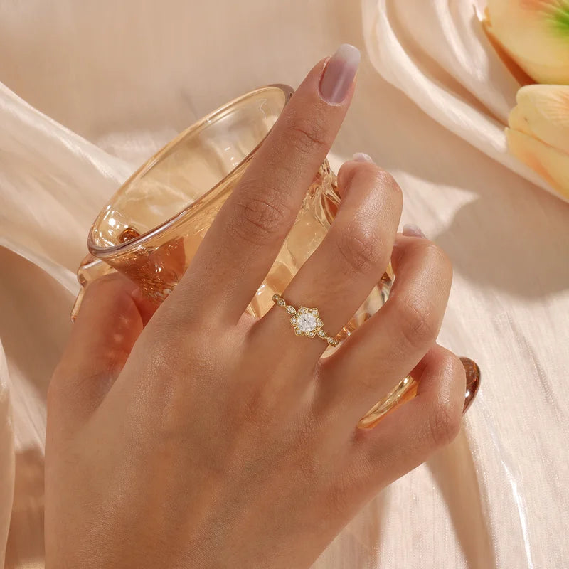 Moissanite Wedding Ring Round Shaped
