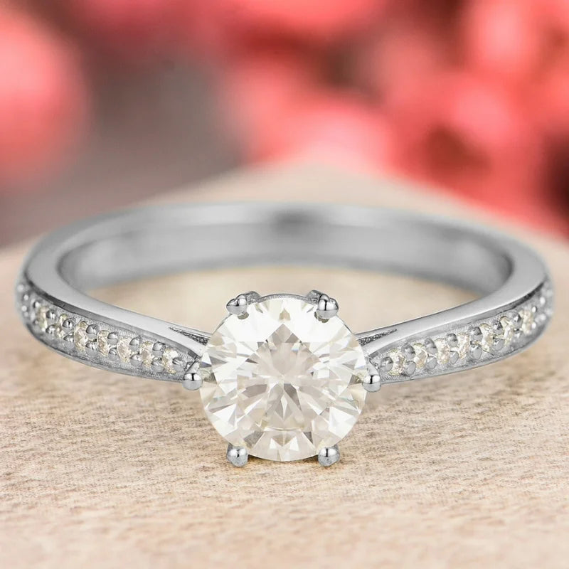 Moissanite Wedding Ring Round Shaped