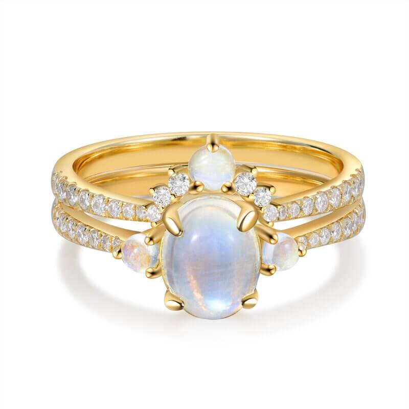 Moonstone Engagement Ring Set Oval Cut