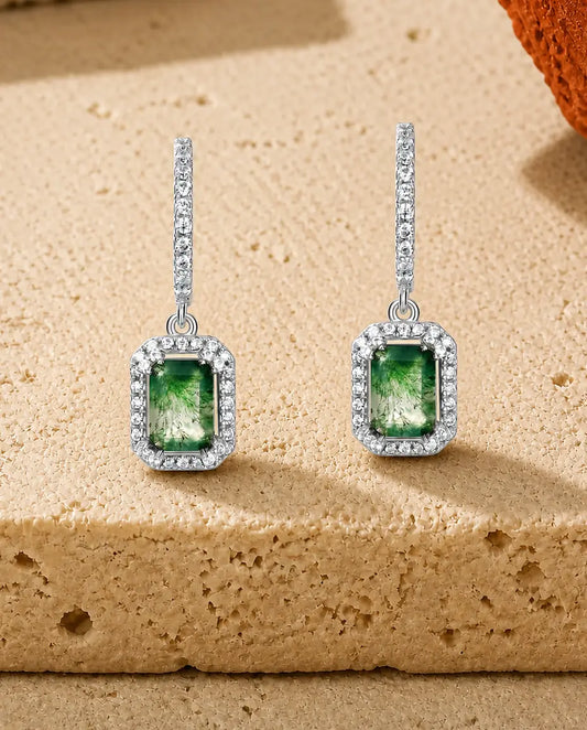 Moss Agate Drop Earrings