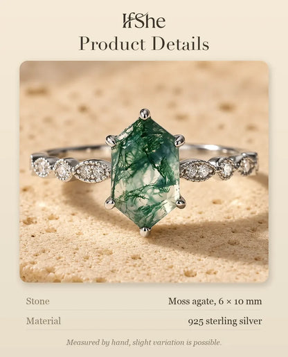 Moss Agate Ring - size and material details