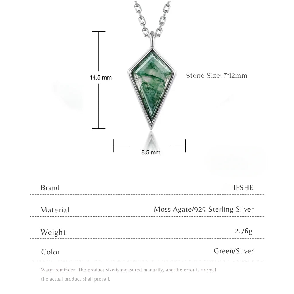 Moss Agate Kite Cut Necklace in Sterling Silver
