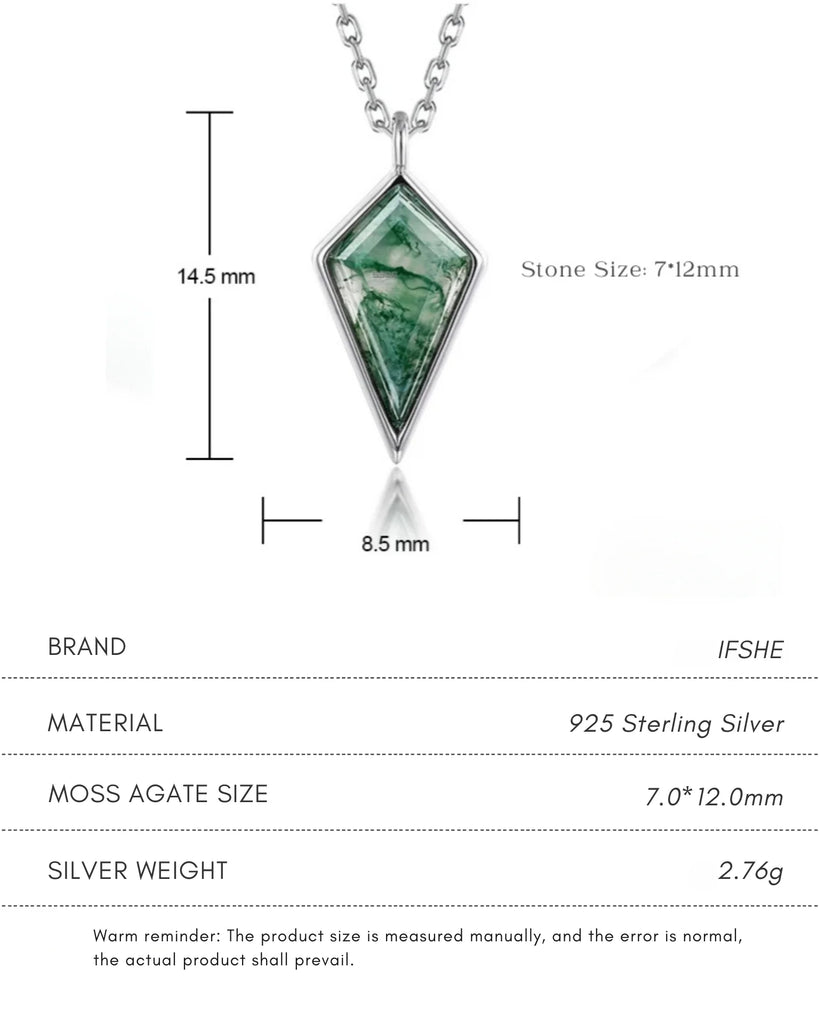 Moss Agate Kite Cut Necklace in Sterling Silver