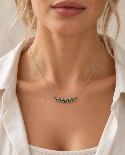 Moss Agate Necklace - worn on a model