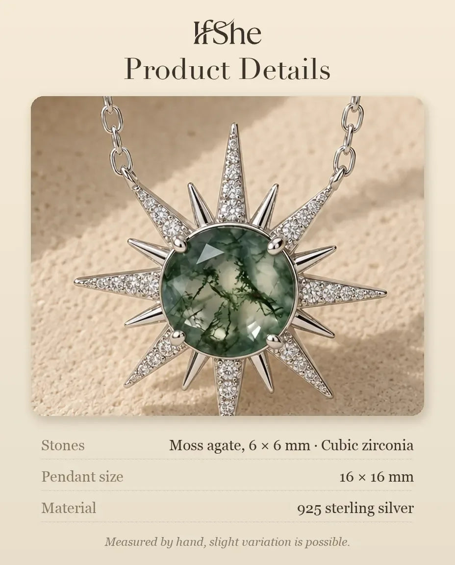 Moss Agate Necklace - size and material details
