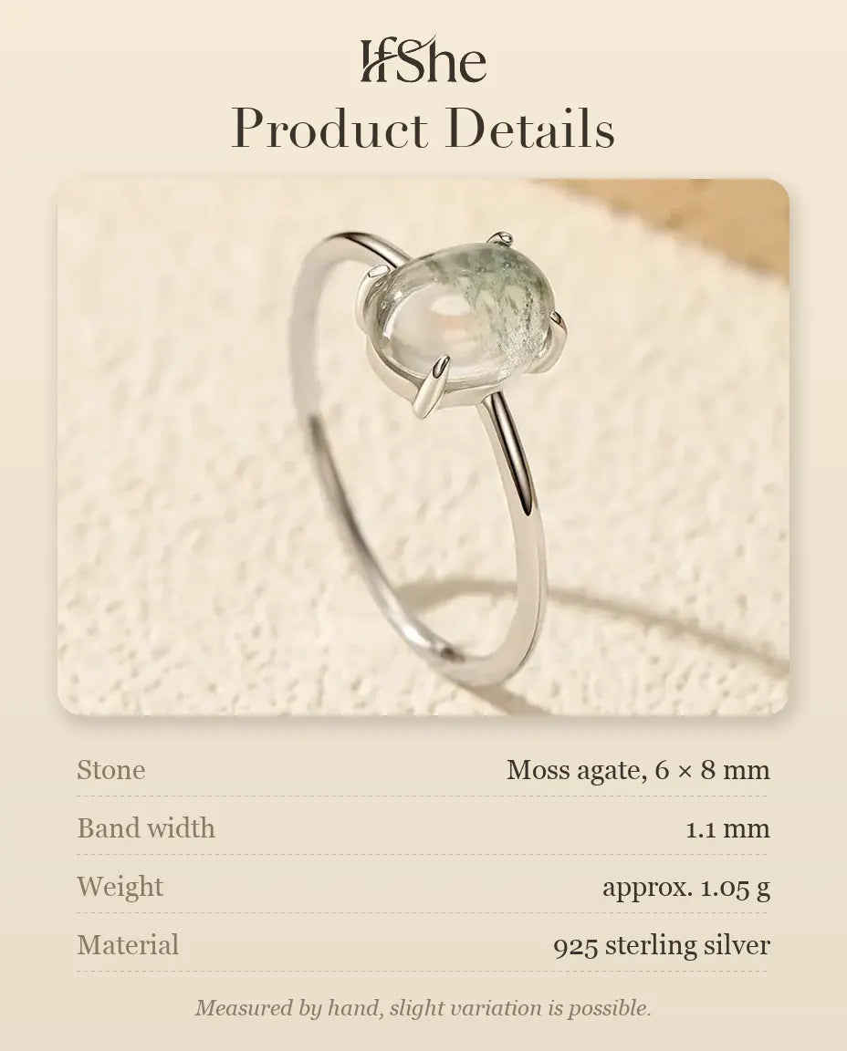 Moss Agate Ring - size and material details