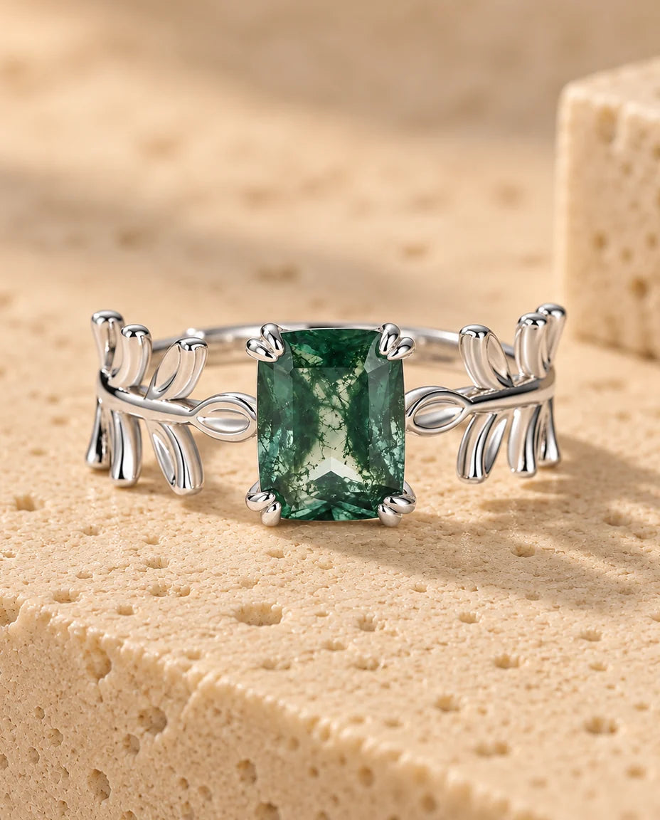 Moss Agate Ring - front view