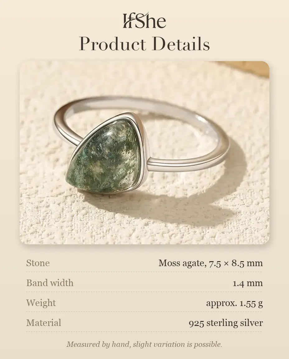 Moss Agate Ring - size and material details