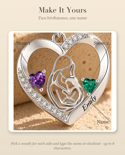 How to personalise the necklace with two birthstones and one name