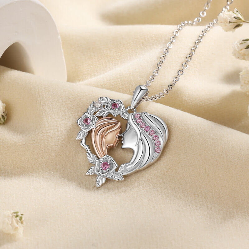 Mum and Daughter Necklace Heart Shaped