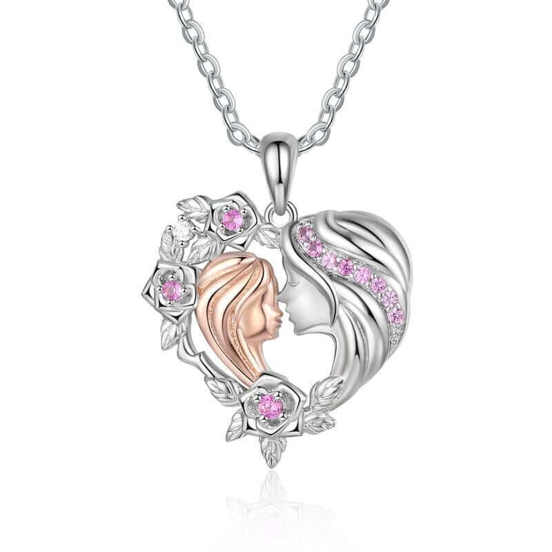 Mum and Daughter Necklace Heart Shaped