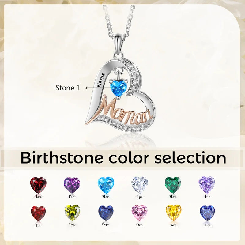 Mother's Necklace with Kids Names and Birthstones - Danique Jewelry