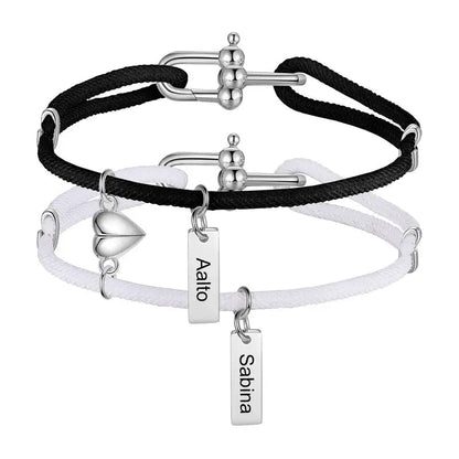Name Bracelets for Couples | Name Matching Bracelet for Couples | His and Her Magnetic Bracelet