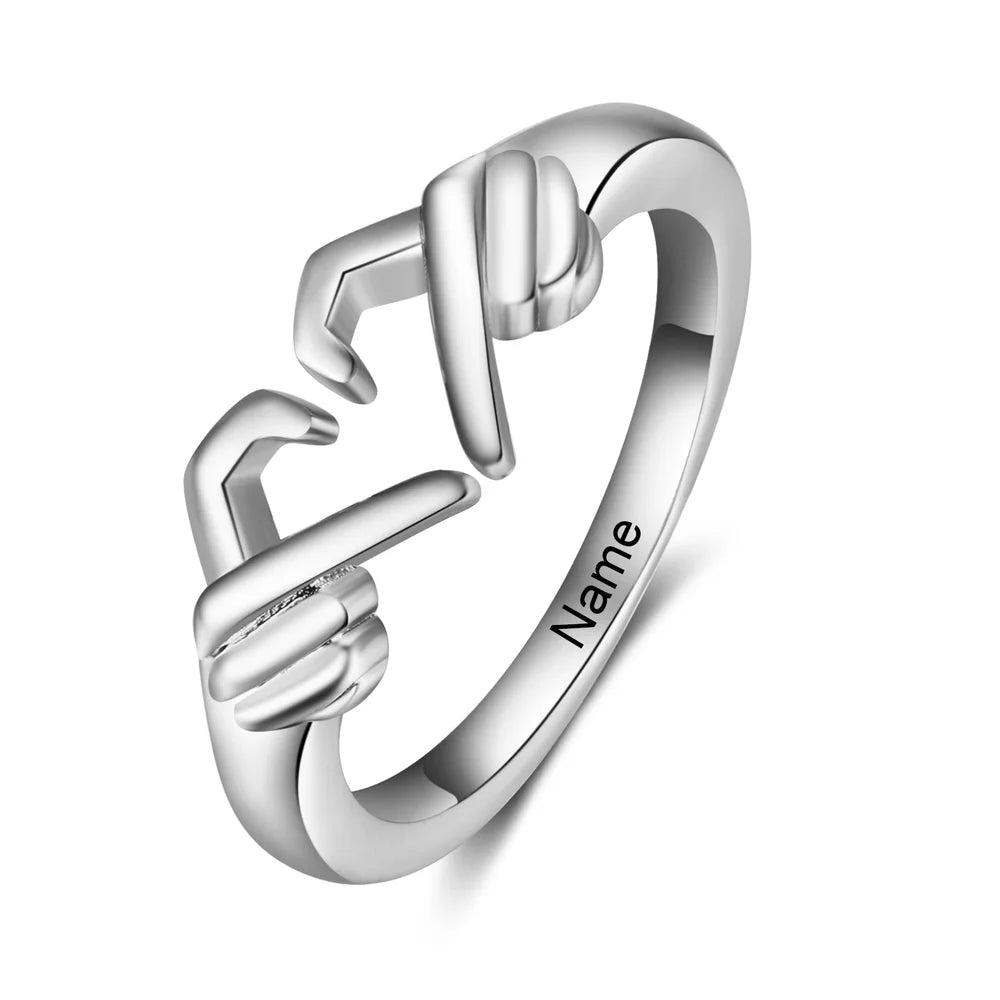 Personalised Name Engraved Ring Elegant in Gold White Gold IfShe UK