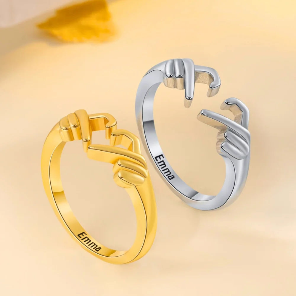 Personalised Name Engraved Ring Elegant in Gold White Gold IfShe UK