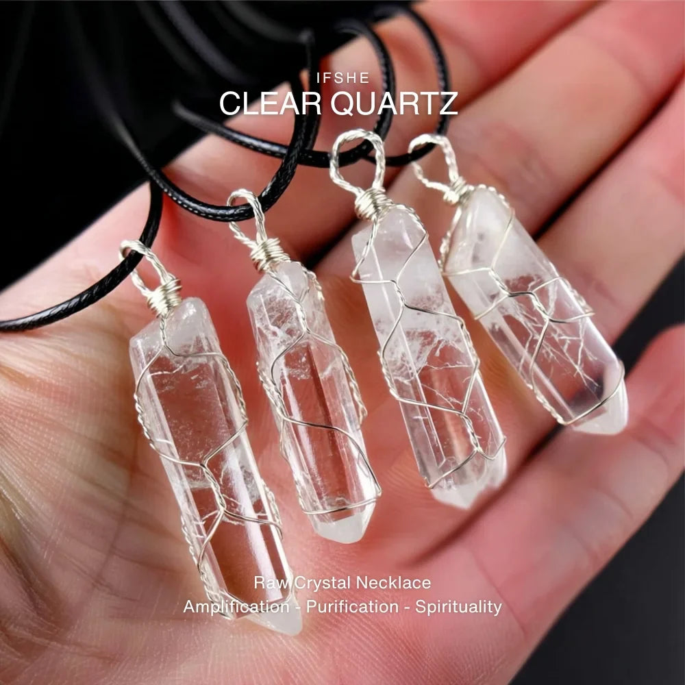 Clear Quartz Crystal Pendant Necklace