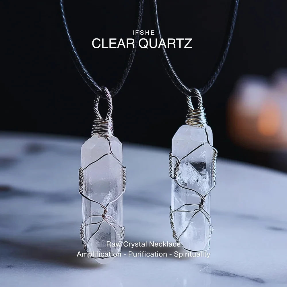 Clear Quartz Crystal Pendant Necklace