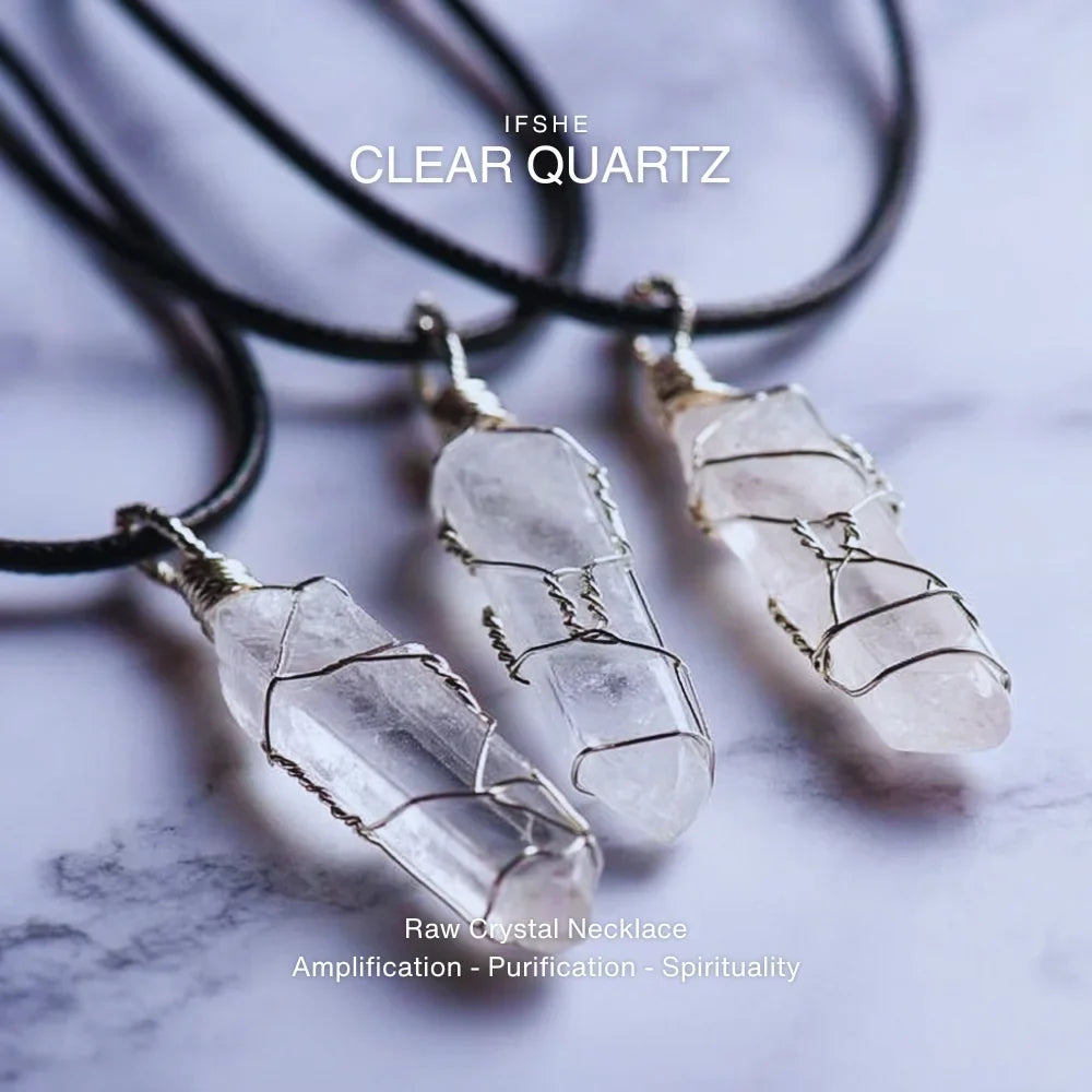 Clear Quartz Crystal Pendant Necklace