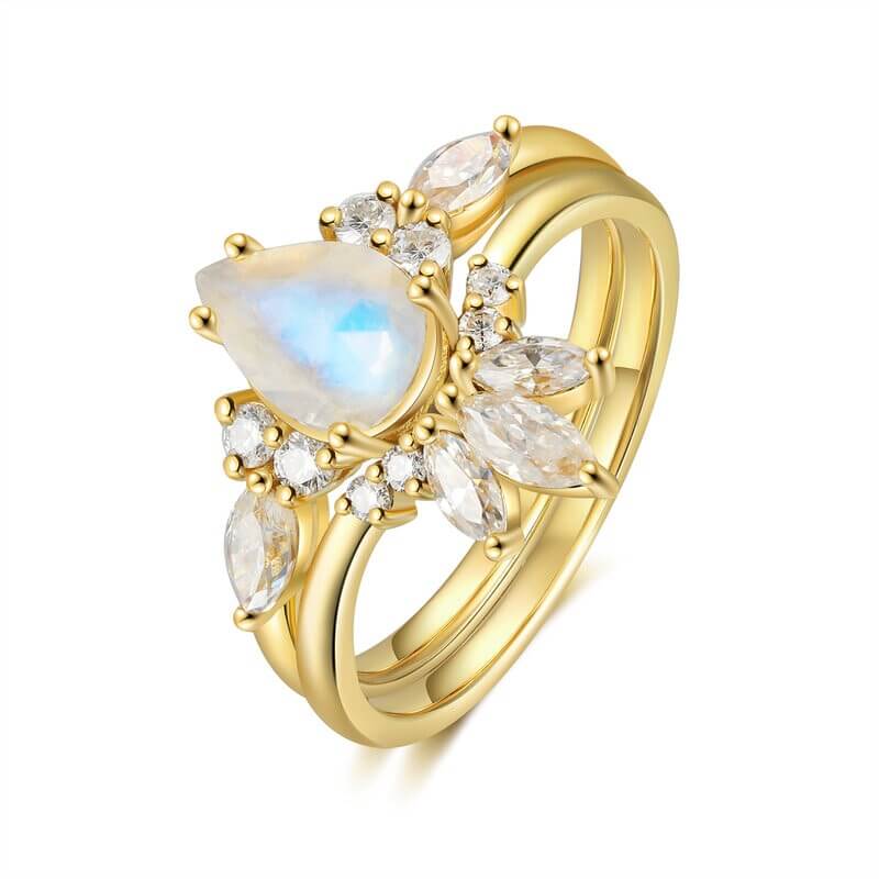 Natural Moonstone Ring Engagement Ring Set