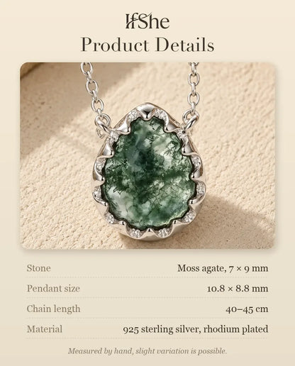 Moss Agate Necklace - size and material details