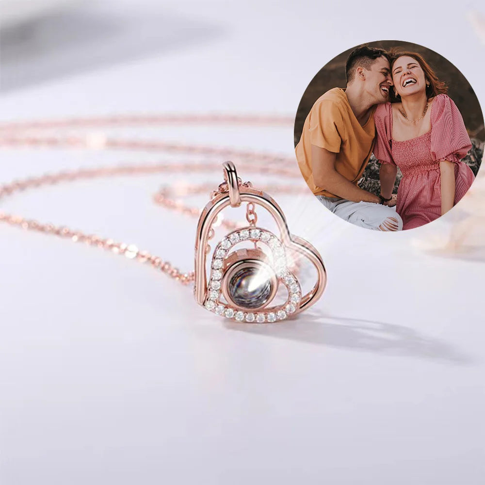 Necklace with Picture Inside, Photo Projection Necklace, Projection Jewellery Heart Pendant
