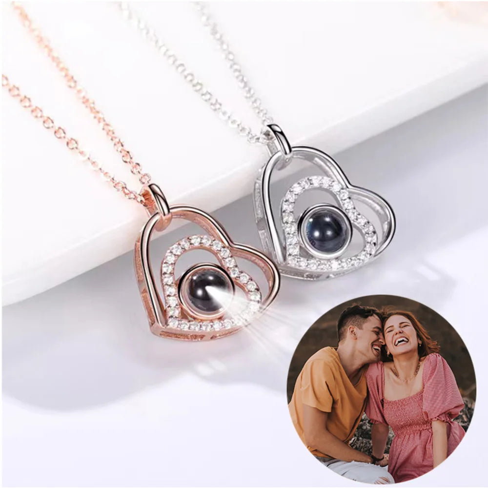 Necklace with Picture Inside, Photo Projection Necklace, Projection Jewellery Heart Pendant