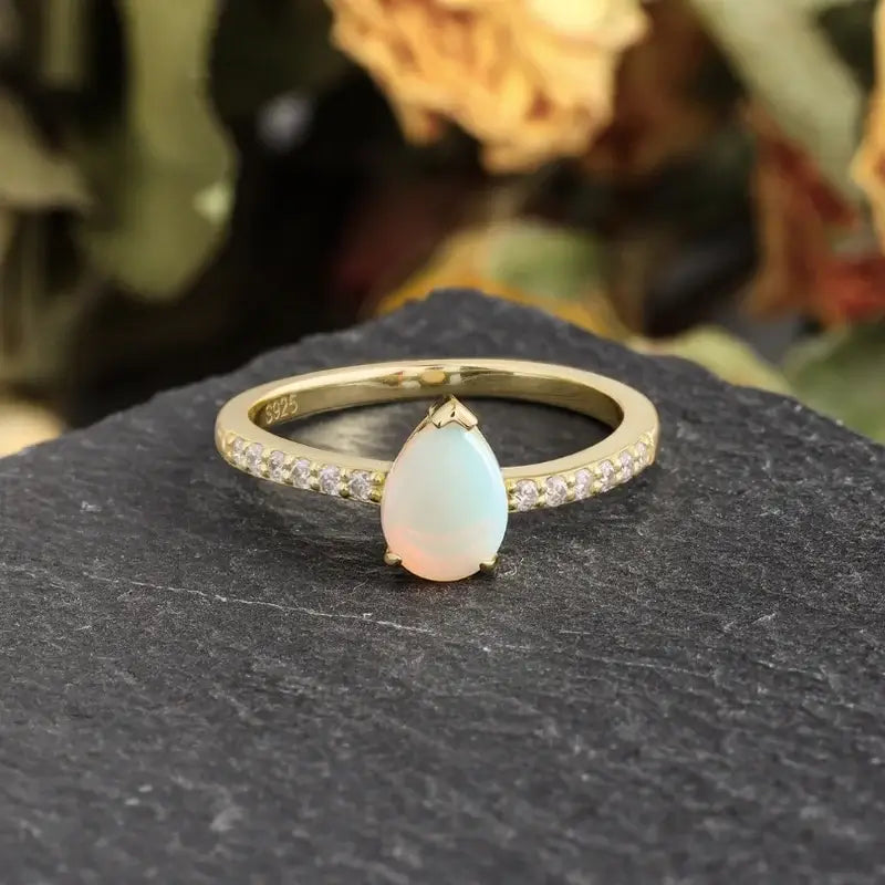White gold opal wedding 2025 band