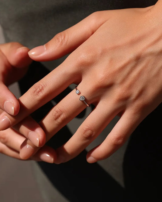 Open cuff pear moissanite ring in 925 sterling silver