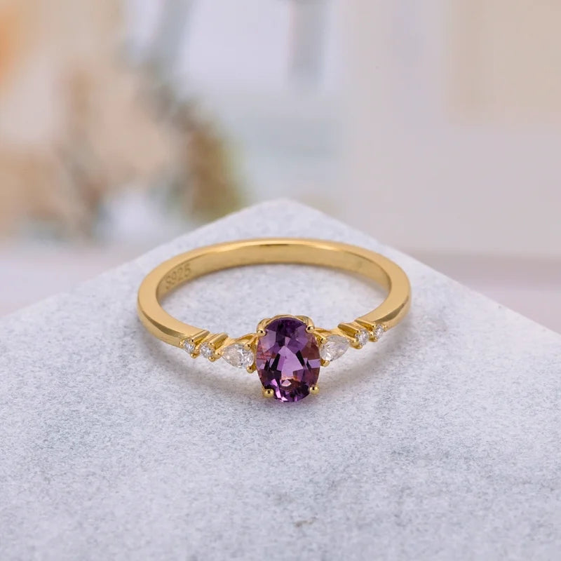 Amethyst and 2025 garnet engagement ring