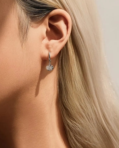 Oval moissanite drop huggie earrings in 925 sterling silver