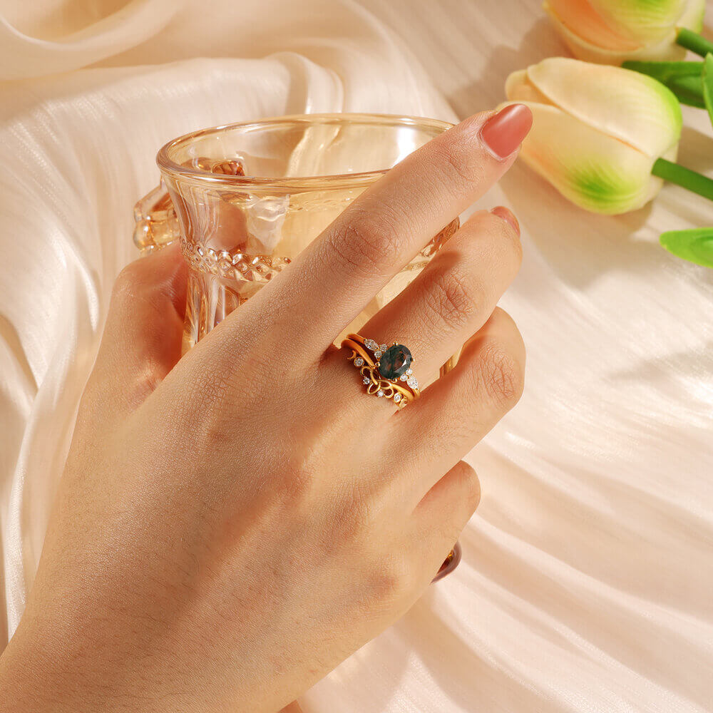 Green Agate Gemstone Ring | Tornado Ring | TheSoftCheek Jewelry