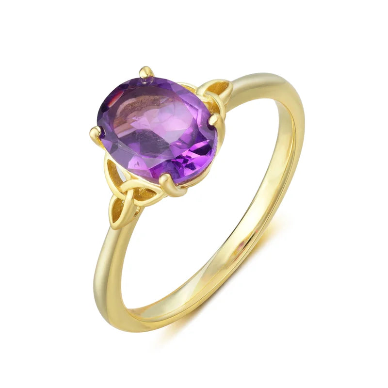 Natural Oval Shaped Amethyst Engagement Ring