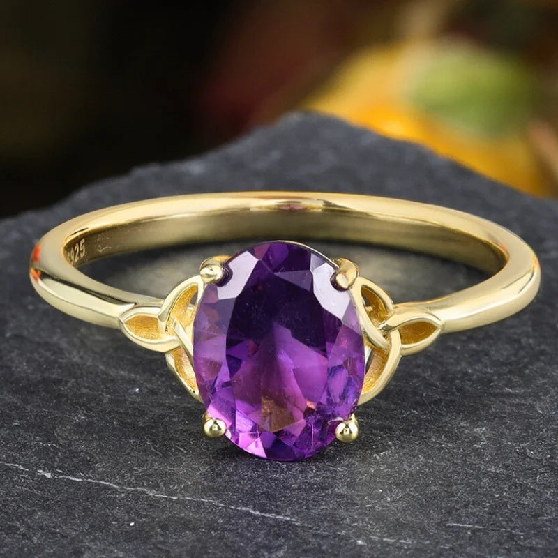 Oval amethyst engagement ring on sale