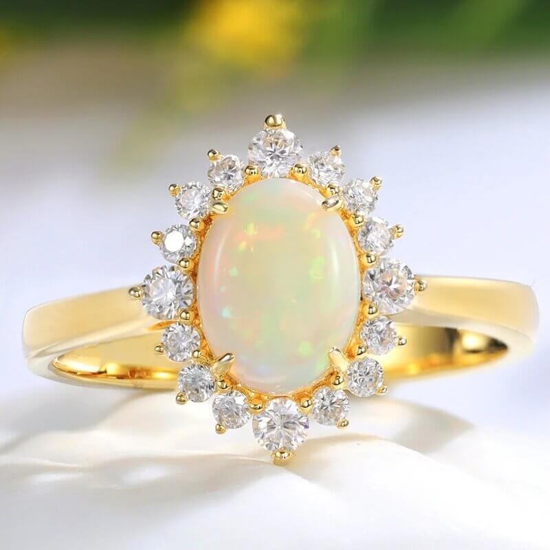 Eternity Ruby Oval Diamond Halo 18ct Yellow Gold Engagement Ring | Jian  London