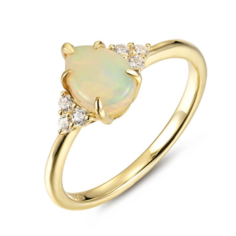 Pear Cut Opal Engagement Ring Sterling Silver