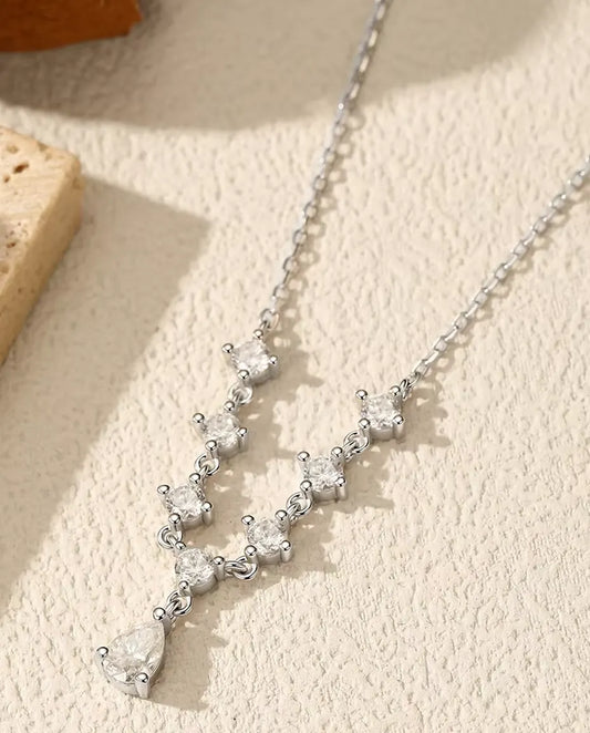 Pear Drop Moissanite Y Necklace