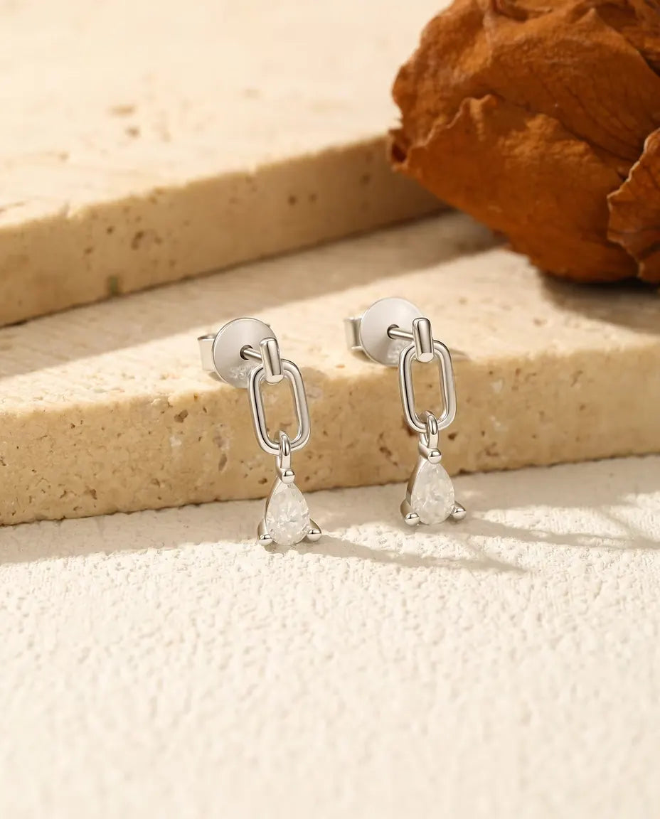 Pear Moissanite Drop Earrings