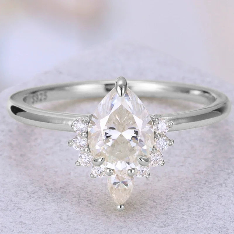 Pear Shaped Moissanite Engagement Ring