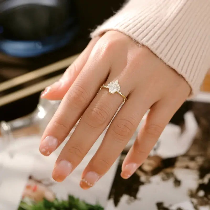 Silver band engagement ring on sale