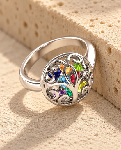 Personalised Birthstone Ring for Mum - in sterling silver