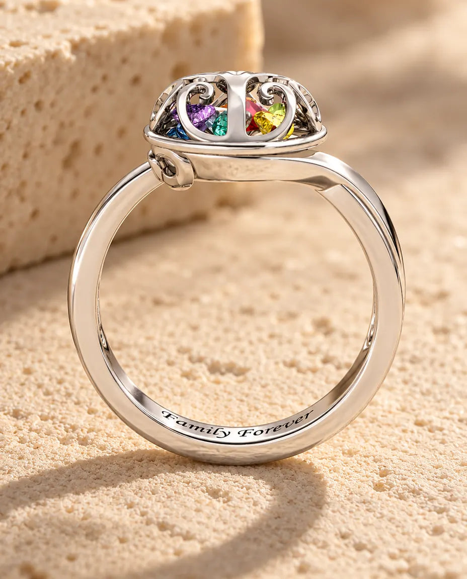 Personalised Birthstone Ring for Mum - inside engraving