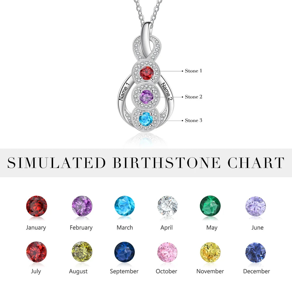 Personalised Birthstone Mum Necklace, Custom Mother's Day Necklace, Personalised Jewellery for Mum