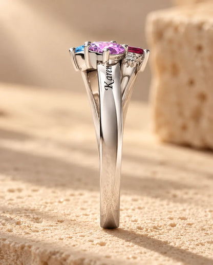Personalised Ring for Mum - side profile of the setting