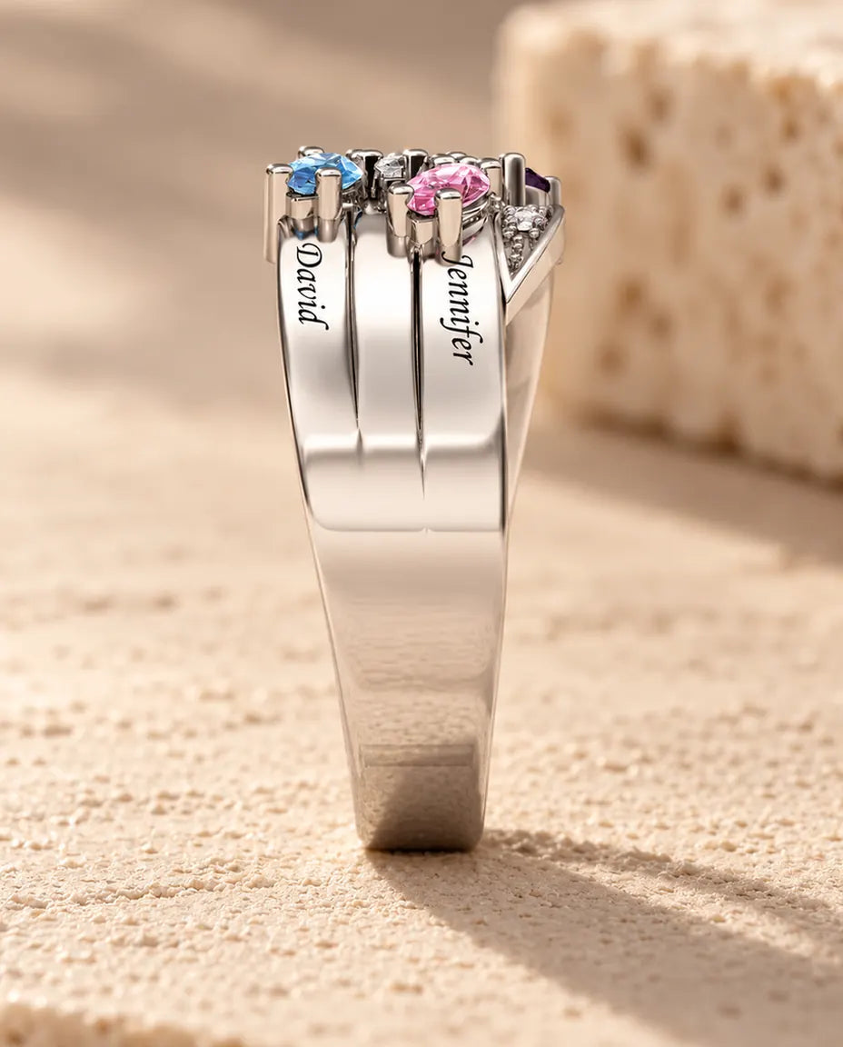 Personalised Ring for Mum - side profile of the setting