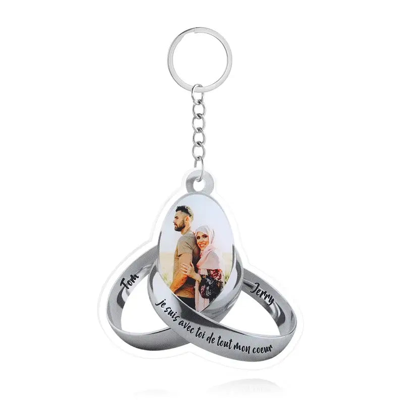 Personalised Acrylic Photo Keyring with Personalised Names & Text