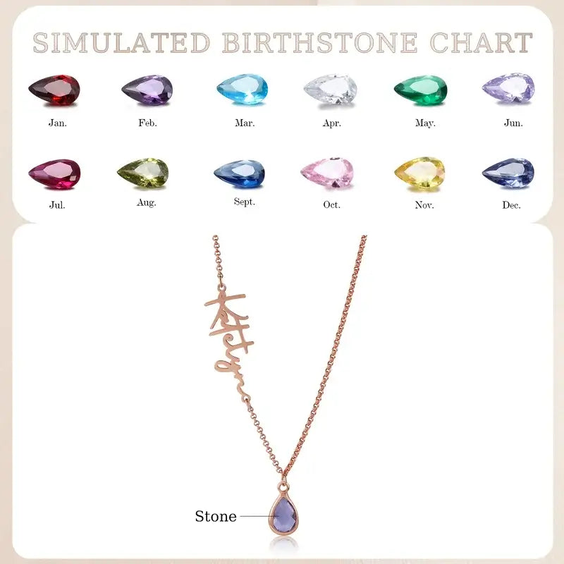 Personalised Birthstone Name Necklace