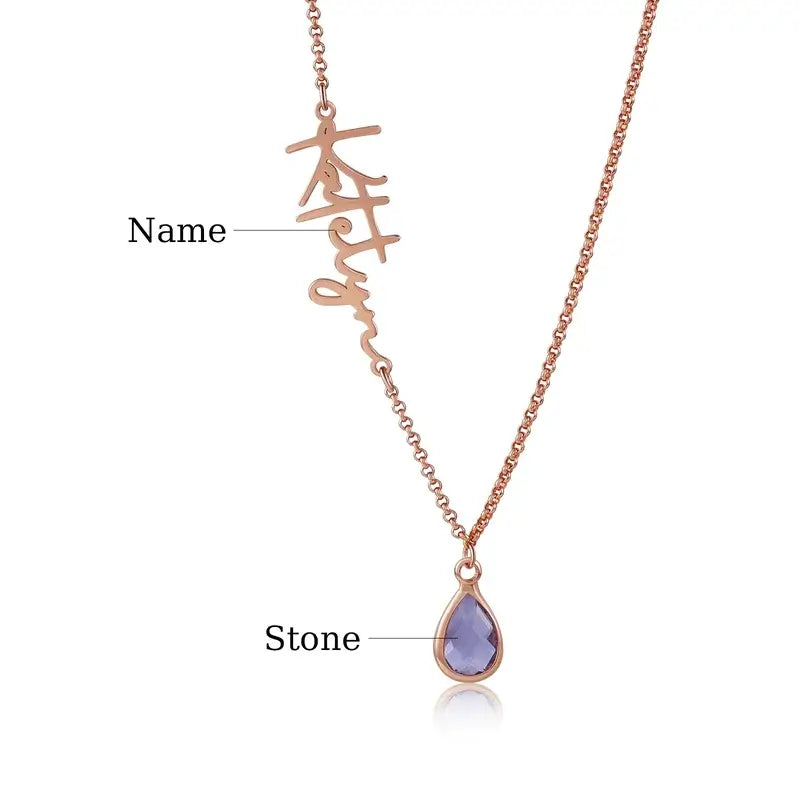 Personalised Birthstone Name Necklace