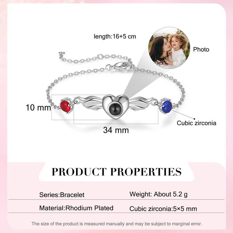 Personalised Photo Projection Bracelet with Two Birthstones