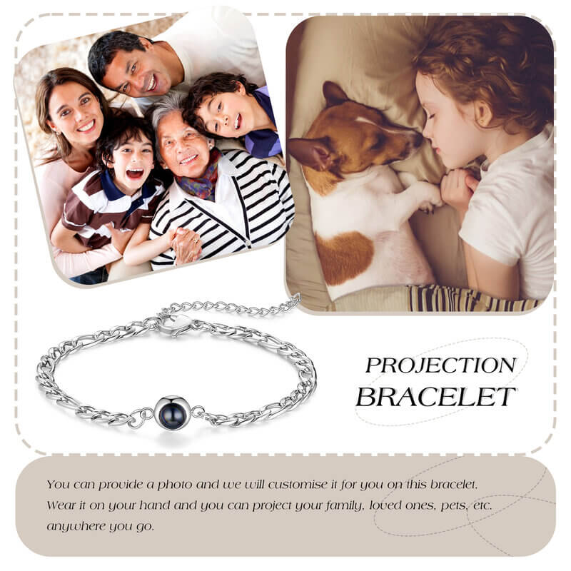 Personalised Bracelet with Photo Projection Inside - Stainless Steel